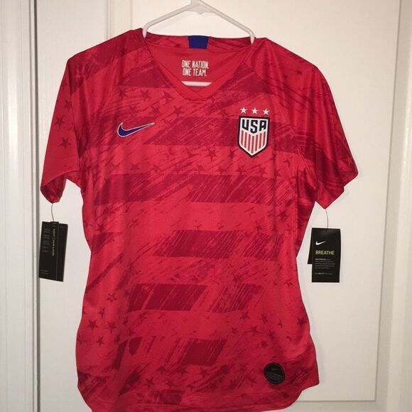 Nike women’s Team USA UWNT national soccer Red sewn crest jersey-3 Star Top slim - Picture 1 of 5